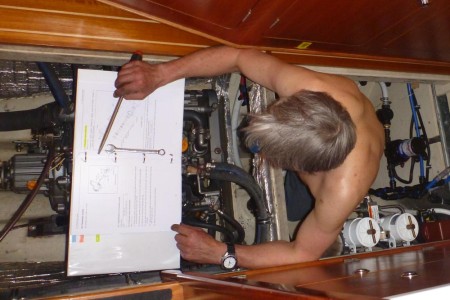 Monty changing an impeller mid-ocean