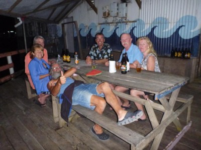 Having fish and chips at the Waitui Marina restaurant