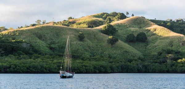 Spirare as sunset on the hills around the bay