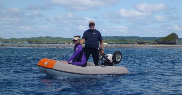 Joyce and Bob heading out to snorkel at the pass