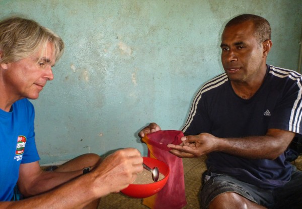 Monty and George preparing the kava