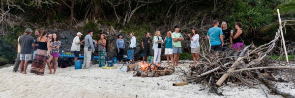 Cruisers enjoying a gathering on the beach